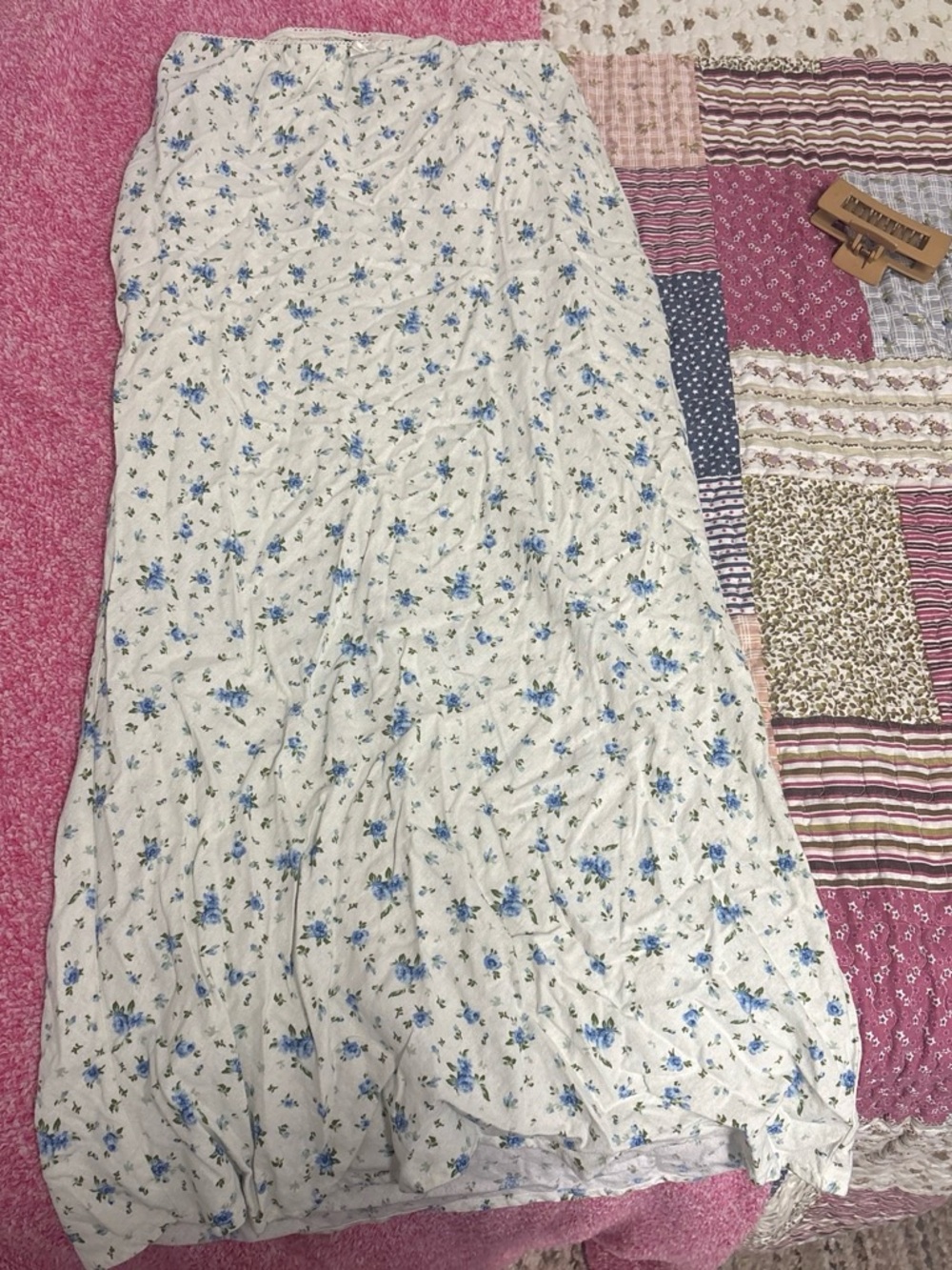 wild fable White Maxi Skirt with Blue Floral Print